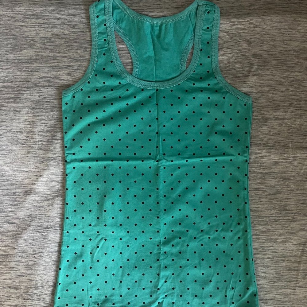 NWOT! Teal Black Polka Dotted Tank Top -  Women - M